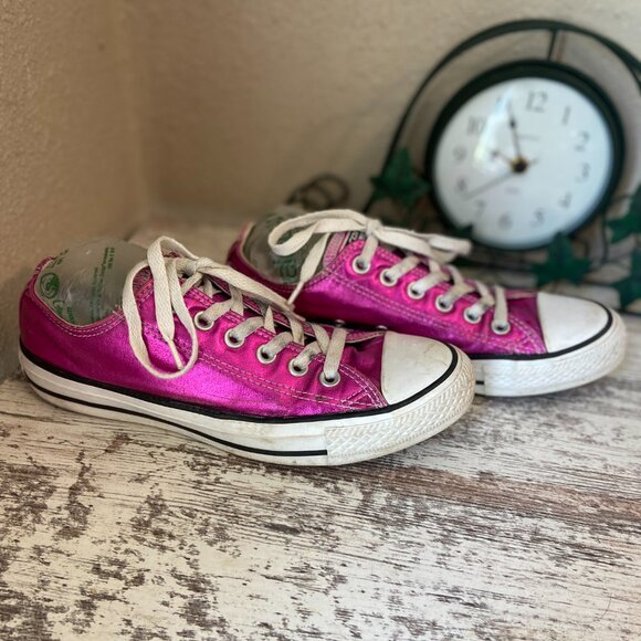 Converse All Stars Low Top Metallic Pink Chuck Taylors M5/W7 Barbiecore - Picture 3 of 6